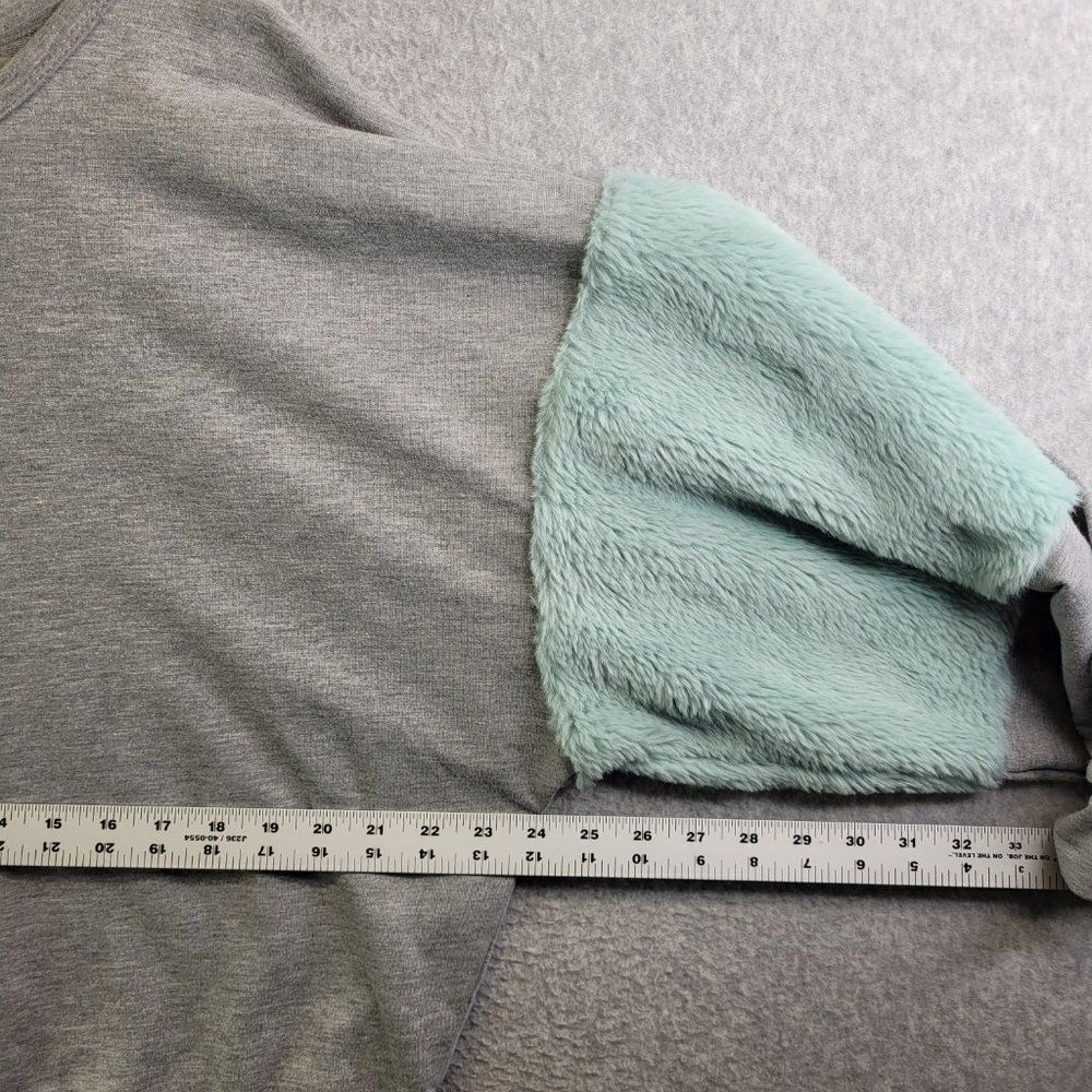 Umgee Sweatshirt Womens S Gray Fuzzy Fur Sleeve Oversized Pullover Lounge - Picture 10 of 14